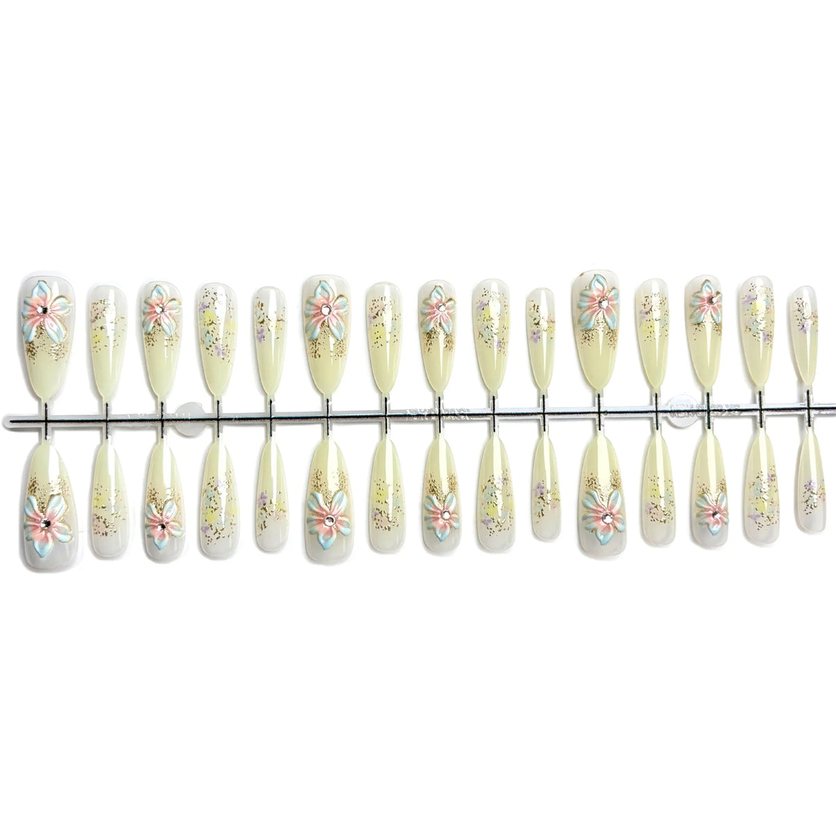 Press-On Nail Set Handcrafted Floral & Reusable