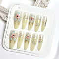 Press-On Nail Set Handcrafted Floral & Reusable