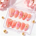 Press-On Nail Set Handcrafted Floral Reusable & Easy Application