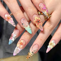 Press-On Nail Set Handcrafted Floral Reusable & Easy Application