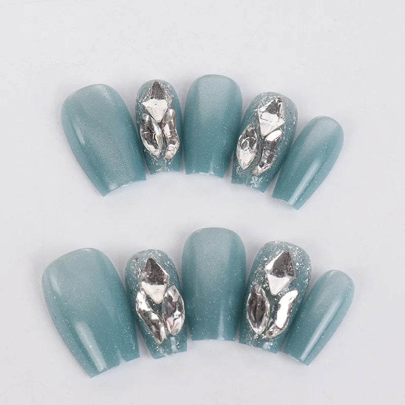 Press-On Nail Set Handcrafted Gem Accents 30 Piece