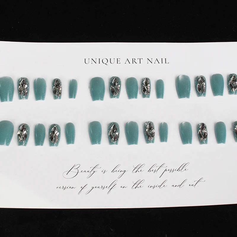 Press-On Nail Set Handcrafted Gem Accents 30 Piece