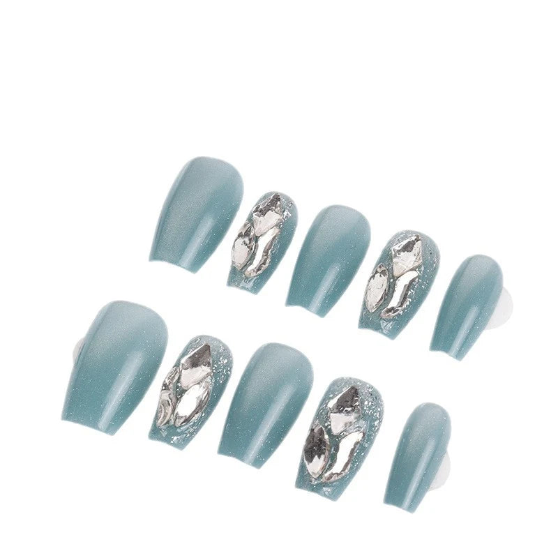 Press-On Nail Set Handcrafted Gem Accents 30 Piece