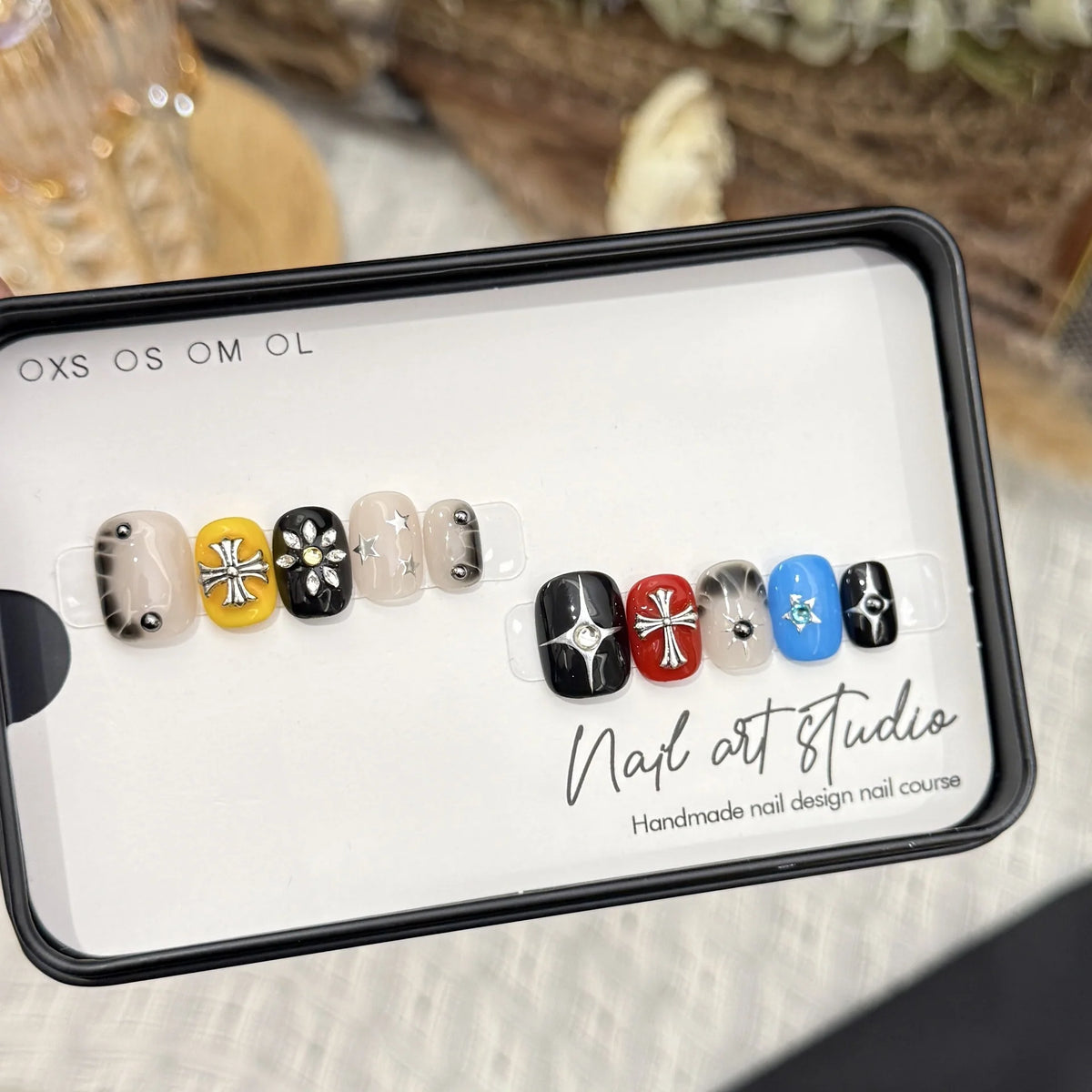 Press-On Nail Set Handcrafted Intricate Designs Square Shape