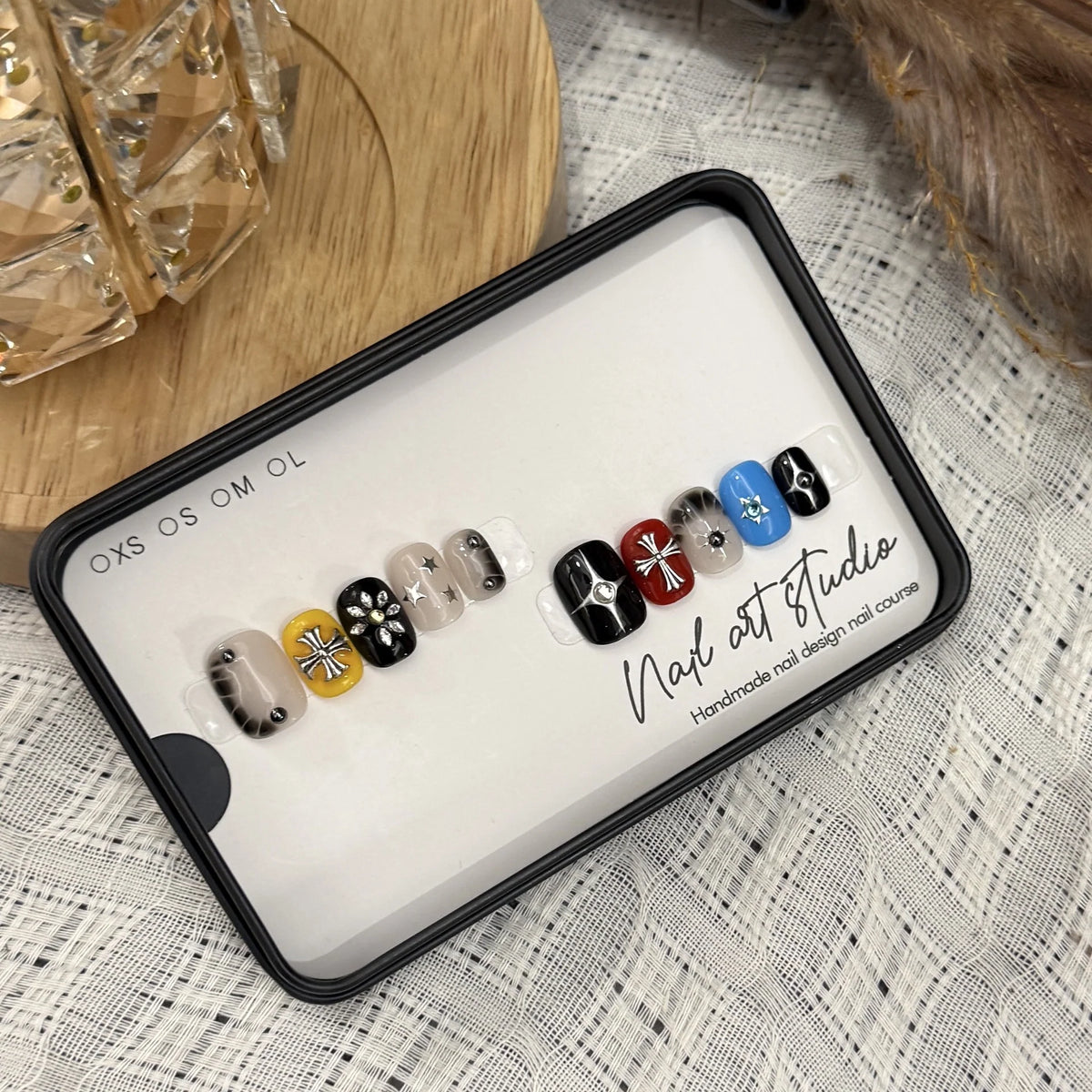 Press-On Nail Set Handcrafted Intricate Designs Square Shape