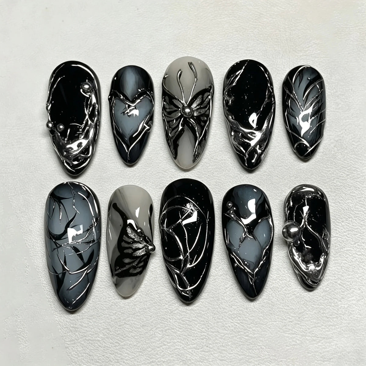Press-On Nail Set Handmade Artistic Long-Lasting Wear