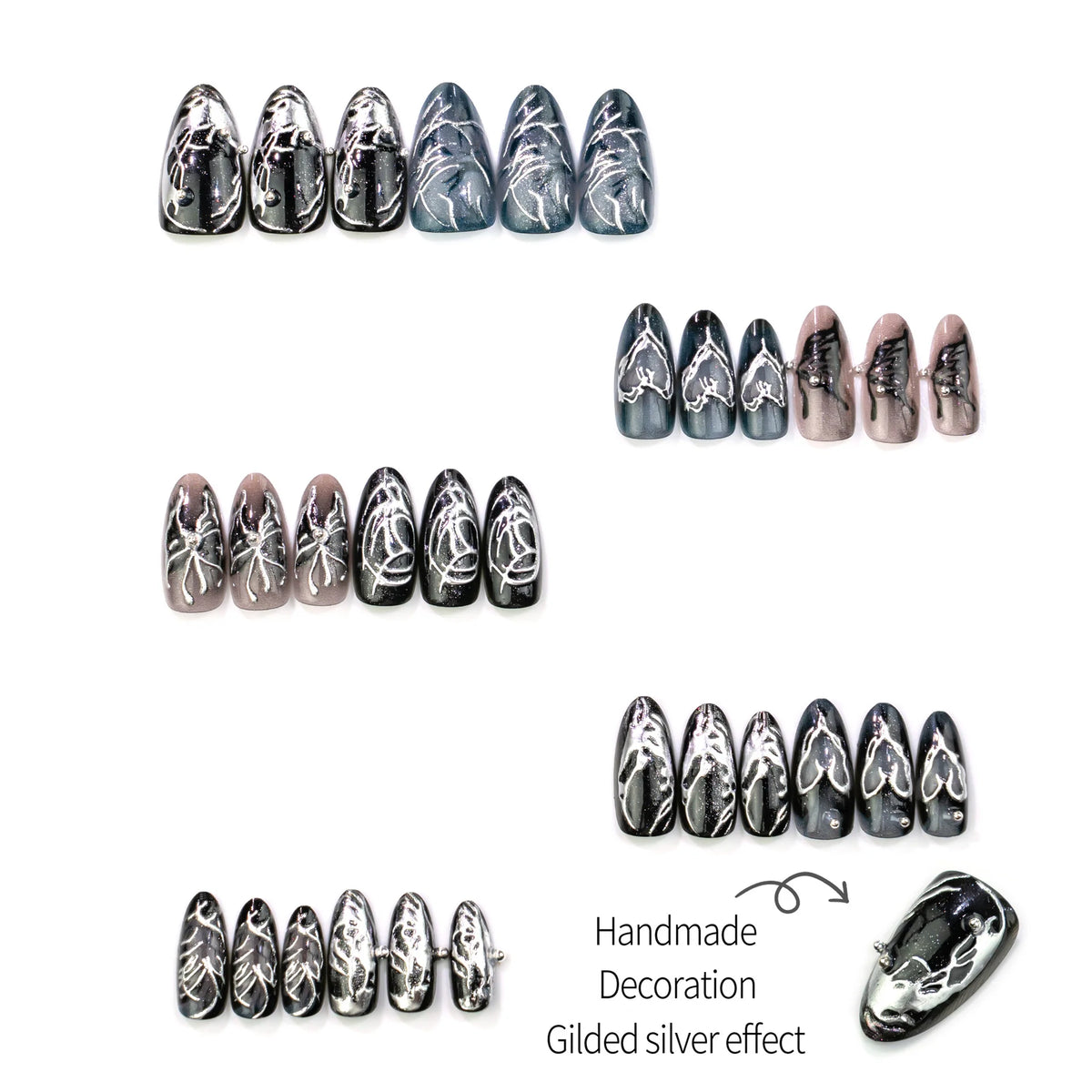 Press-On Nail Set Handmade Artistic Long-Lasting Wear