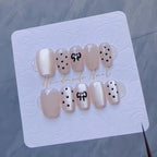 Press-On Nail Set Handmade Cat Eye & Bow