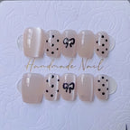 Press-On Nail Set Handmade Cat Eye & Bow