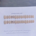 Press-On Nail Set Handmade Cat Eye & Bow
