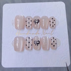Press-On Nail Set Handmade Cat Eye & Bow
