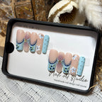 Press-On Nail Set Handmade Floral Adhesive Backing