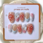 Press-On Nail Set Handmade Floral & Butterfly Quick-Apply Reusable