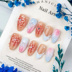Press-On Nail Set Handmade Floral & Butterfly Quick-Apply Reusable