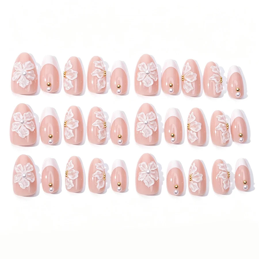 Press-On Nail Set Handmade Floral Self-Adhesive Tabs