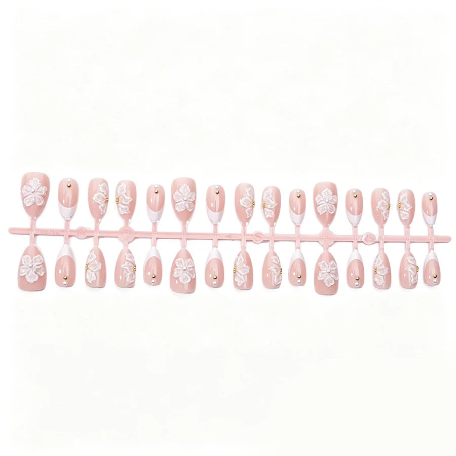 Press-On Nail Set Handmade Floral Self-Adhesive Tabs
