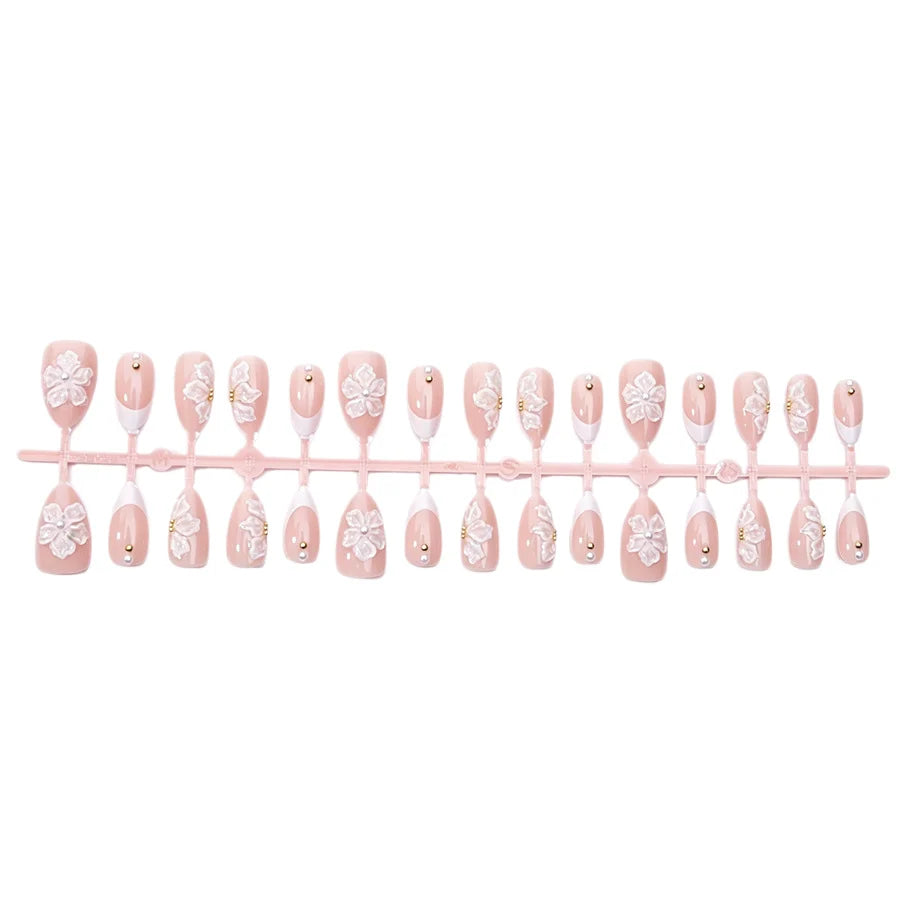 Press-On Nail Set Handmade Floral Self-Adhesive Tabs