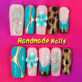 Press-On Nail Set Handmade Glitter & Floral Instant Glam