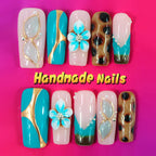 Press-On Nail Set Handmade Glitter & Floral Instant Glam