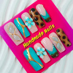 Press-On Nail Set Handmade Glitter & Floral Instant Glam