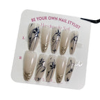 Press-On Nail Set Handmade Inlaid Floral Quick-Apply & Reusable
