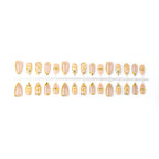 Press-On Nail Set Handmade Pearl & Gold Accents