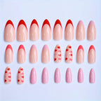Press-On Nail Set Heart Accents Pre-Applied Adhesive