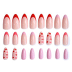 Press-On Nail Set Heart Accents Pre-Applied Adhesive