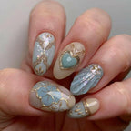 Press-On Nail Set Heart Art Easy Application Reusable