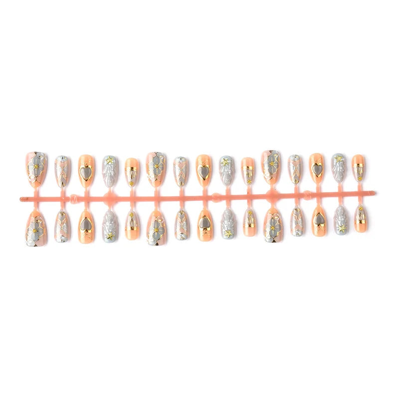 Press-On Nail Set Heart Art Easy Application Reusable