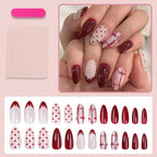 Press-On Nail Set Heart & Bow Art Long Wear