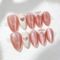 Press-On Nail Set Heart & Bow Embellishments Chip-Resistant