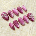 Press-On Nail Set Heart & Bow Glossy Finish