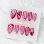 Press-On Nail Set Heart & Bow Glossy Finish