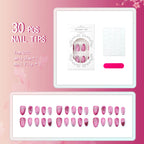 Press-On Nail Set Heart & Bow Glossy Finish