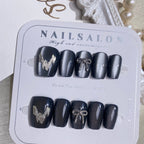 Press-On Nail Set Heart & Bow Glue-Free Long-Lasting