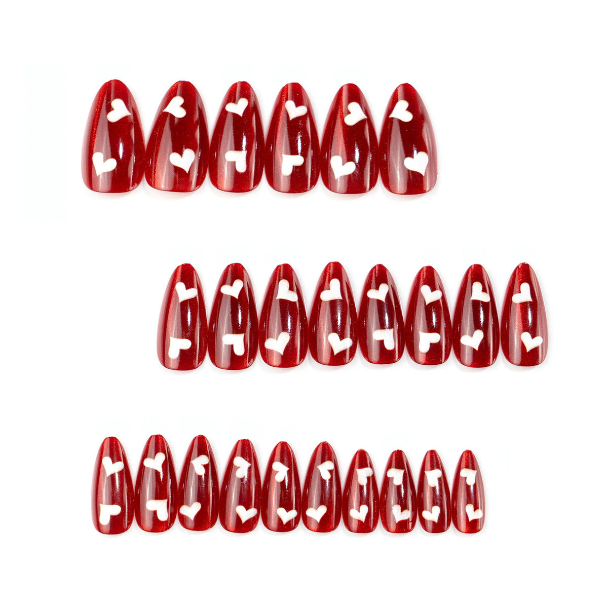 Press-On Nail Set Heart Design Adhesive Tabs