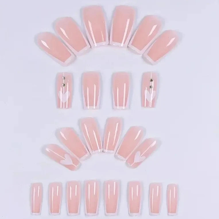 Press-On Nail Set Heart Design Easy Application & Durable Finish