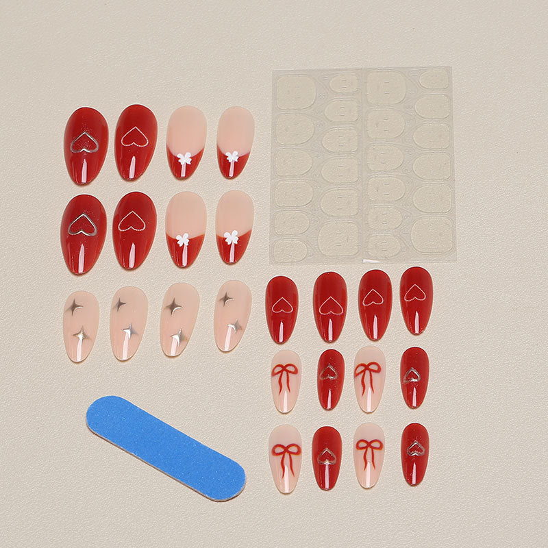 Press-On Nail Set Heart Design Gel Finish & Easy Application
