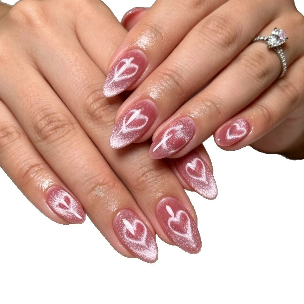 Press-On Nail Set Heart Design Long-Lasting