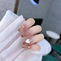 Press-On Nail Set Heart Design Nude Glue-On Long-Lasting