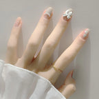 Press-On Nail Set Heart Design & Pearl Accents