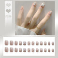 Press-On Nail Set Heart Design & Pearl Accents