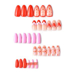 Press-On Nail Set Heart Designs Peel-And-Stick All-Day Comfort