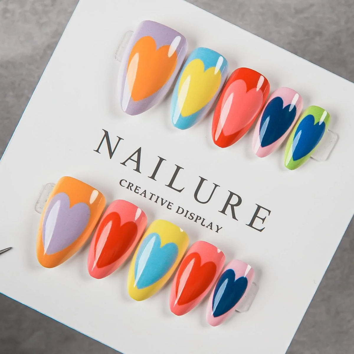 Press-On Nail Set Heart Designs Reusable 24-Piece