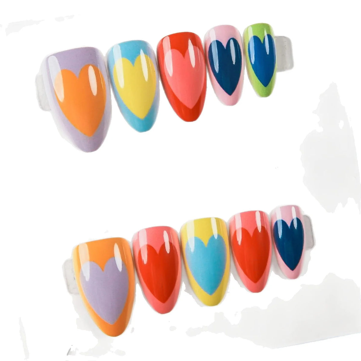 Press-On Nail Set Heart Designs Reusable 24-Piece