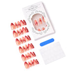 Press-On Nail Set Heart Designs & Rhinestone Accents