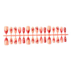 Press-On Nail Set Heart Designs & Rhinestone Accents