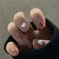Press-On Nail Set Heart Embellished Glossy & Reusable