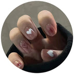 Press-On Nail Set Heart Embellished Glossy & Reusable